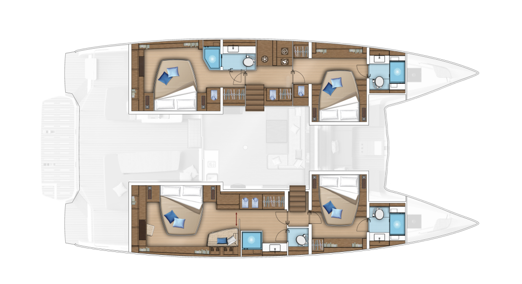 Lagoon 55 – Unterdeck 4 Kabinen