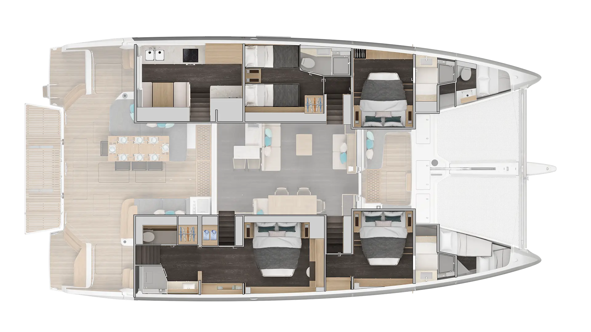 Lagoon 60 – 4 Kabinen 4 Heads Galley Down
